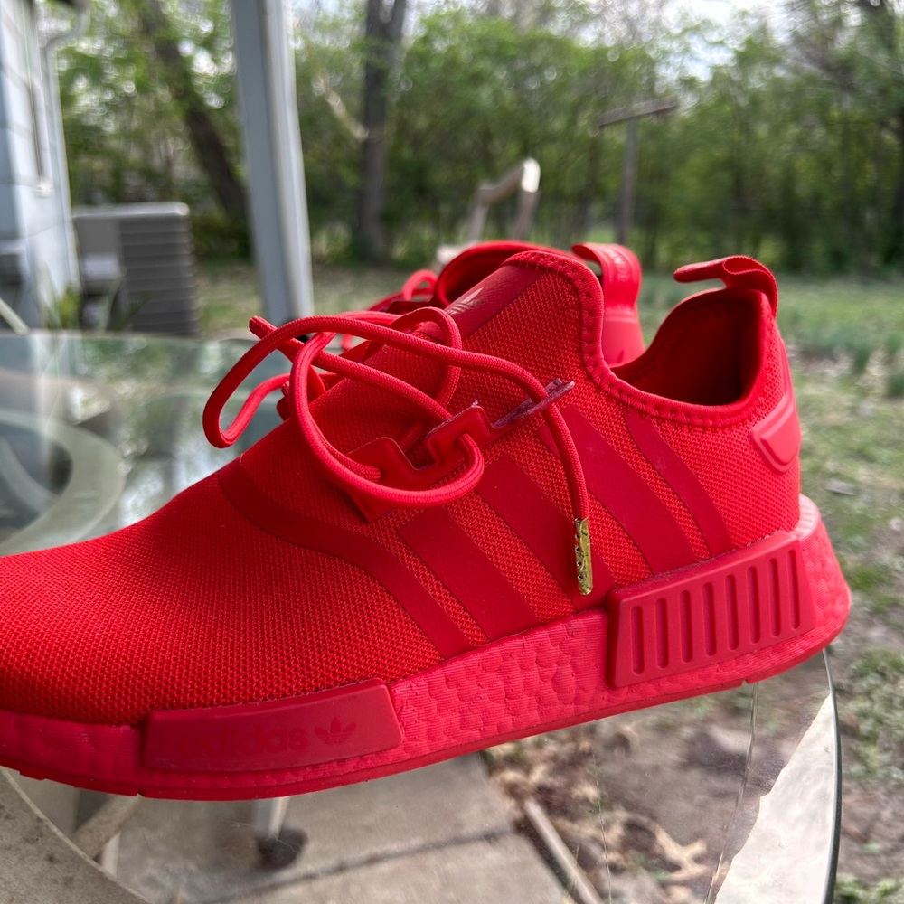 Adidas Red Sneakers with Breathable Fabric and Sock-Like Fit size 9 mens